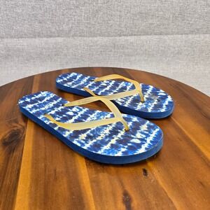 Blue Tie Dye Flip Flops Sandals‎ Women's Size 10 Casual Summer Beach Pool